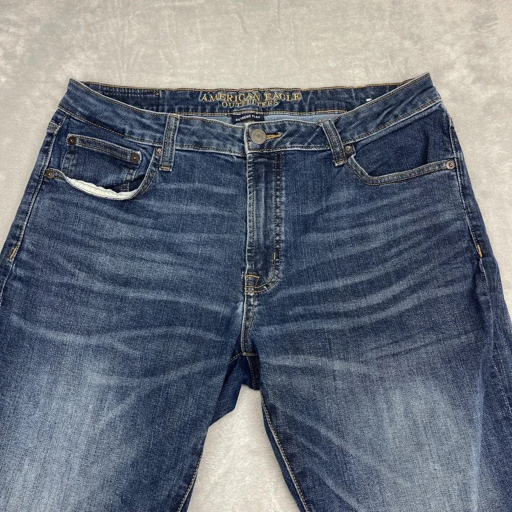 American Eagle Jeans Mens 36x30 Blue Denim Extreme Flex Original Straight Leg